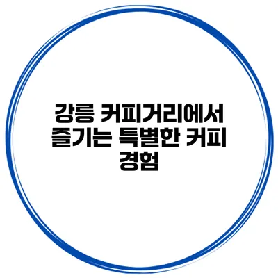 강릉 커피거리에서 즐기는 특별한 커피 경험