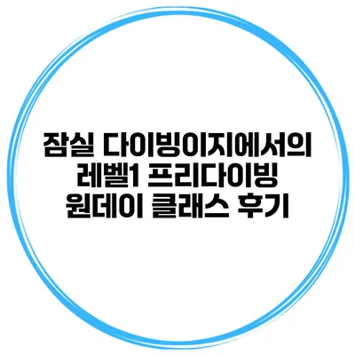 잠실 다이빙이지에서의 레벨1 프리다이빙 원데이 클래스 후기